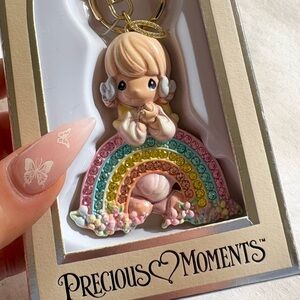 Precious Moments Pastel Rainbow Angel Bag Charm with Gold Hardware